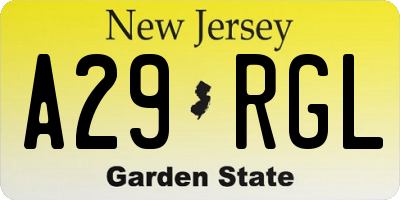 NJ license plate A29RGL
