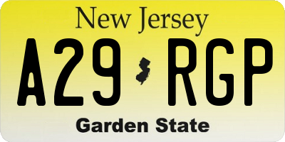 NJ license plate A29RGP
