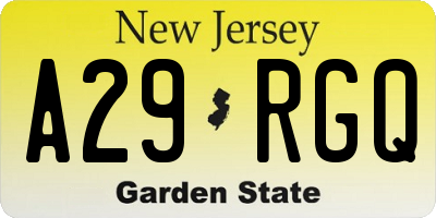 NJ license plate A29RGQ