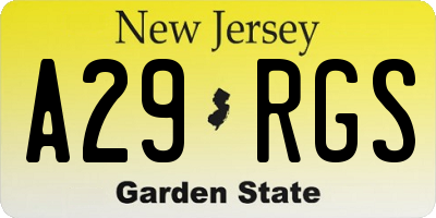 NJ license plate A29RGS