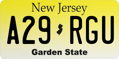 NJ license plate A29RGU