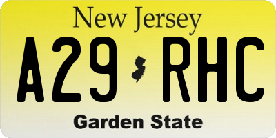 NJ license plate A29RHC