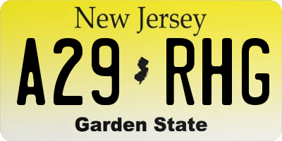 NJ license plate A29RHG