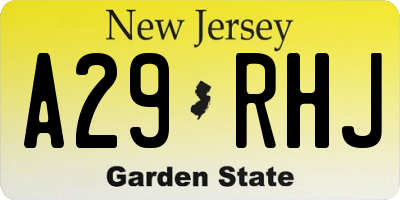 NJ license plate A29RHJ