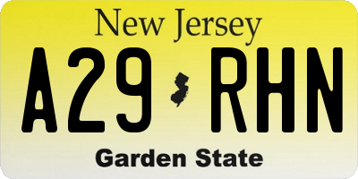 NJ license plate A29RHN