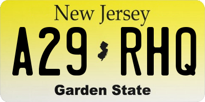 NJ license plate A29RHQ