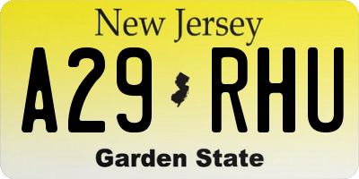 NJ license plate A29RHU