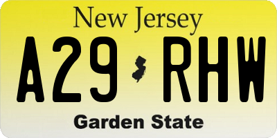 NJ license plate A29RHW