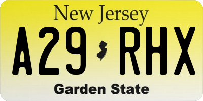 NJ license plate A29RHX