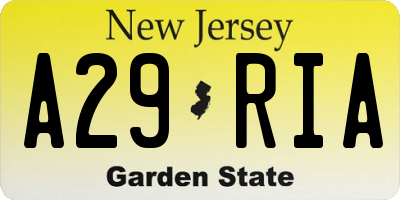NJ license plate A29RIA