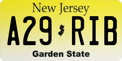 NJ license plate A29RIB