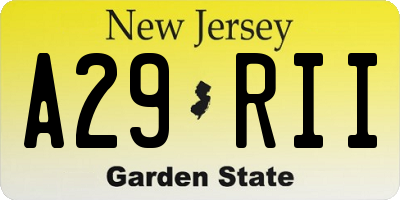 NJ license plate A29RII
