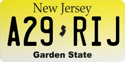 NJ license plate A29RIJ