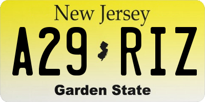 NJ license plate A29RIZ