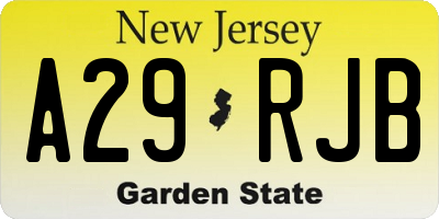NJ license plate A29RJB