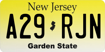 NJ license plate A29RJN
