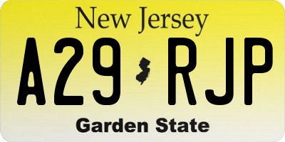 NJ license plate A29RJP