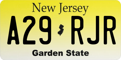 NJ license plate A29RJR