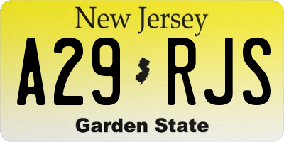 NJ license plate A29RJS