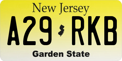 NJ license plate A29RKB