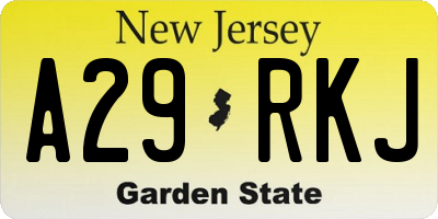 NJ license plate A29RKJ