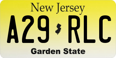 NJ license plate A29RLC