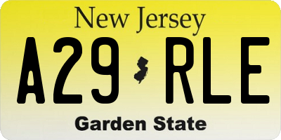 NJ license plate A29RLE