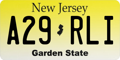 NJ license plate A29RLI