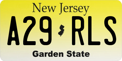 NJ license plate A29RLS
