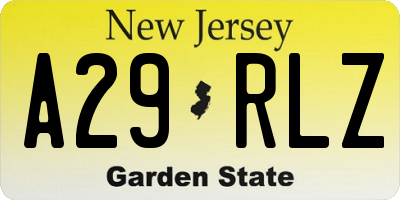 NJ license plate A29RLZ