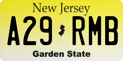 NJ license plate A29RMB