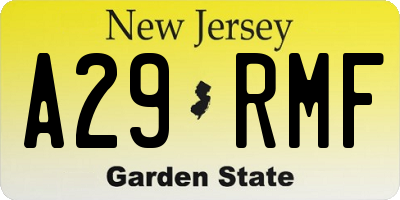 NJ license plate A29RMF