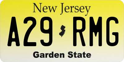 NJ license plate A29RMG