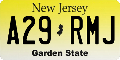 NJ license plate A29RMJ