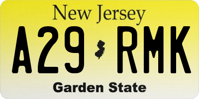 NJ license plate A29RMK