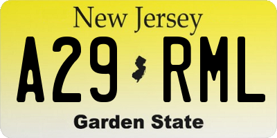 NJ license plate A29RML