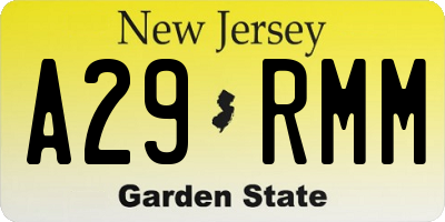 NJ license plate A29RMM