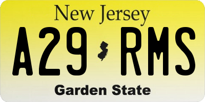NJ license plate A29RMS