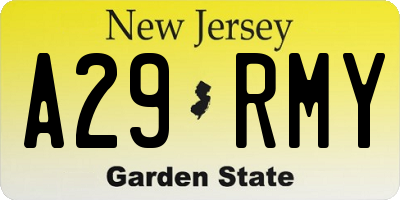 NJ license plate A29RMY