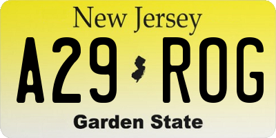 NJ license plate A29ROG