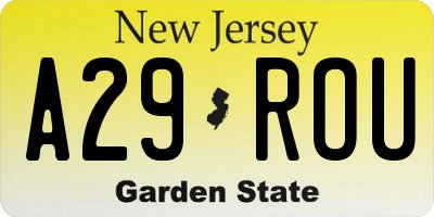NJ license plate A29ROU