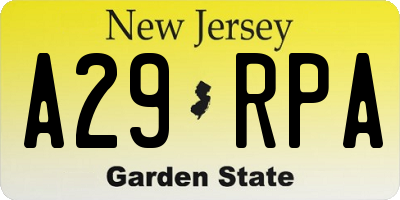 NJ license plate A29RPA