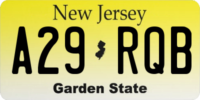 NJ license plate A29RQB