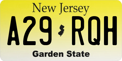 NJ license plate A29RQH