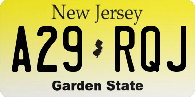 NJ license plate A29RQJ