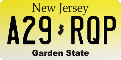 NJ license plate A29RQP