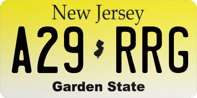 NJ license plate A29RRG
