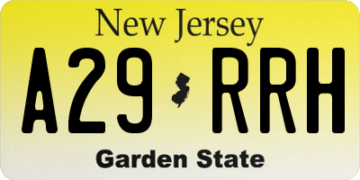 NJ license plate A29RRH