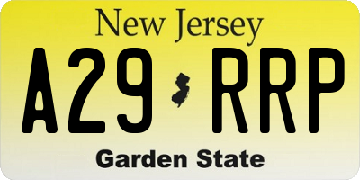 NJ license plate A29RRP