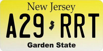 NJ license plate A29RRT